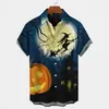 Nueva camisa para hombre de estación independiente europea y americana transfronteriza Serie de Halloween impresión digital 3D manga corta casual