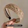 Faixa de Cabelo Tecida de Linho com Temperamento Super Fada Boêmia Prendedor de Cabelo Vazado Largo para Mulheres Elástico de Cabelo com Furo para Cabelo Acessórios de Cabelo