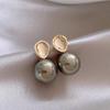 Pendientes de Cáñamo Gris Perla Elegantes de Aguja Plateada Pendientes Dorados Geométricos Pendientes Sencillos de Perla Champagne para Mujer