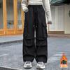 Calças Cargo Forradas com Fleece para Meninas Outono/Inverno 2025 Novo Estilo Calças Casuais de Inverno para Crianças Maiores com Fleece Integrado Calças de Perna Larga Tendência