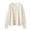Cardigan de Punto con Bordado de Toalla Estilo Nuevo Otoño e Invierno 2025 Chaqueta Suéter de Cachemira para Mujer Top Versátil Casual