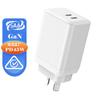 Cargador de nitruro de galio PD45W estándar australiano SAA para teléfono móvil Apple IPhone15 adaptador de cargador de doble puerto