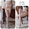Medias de Rejilla con Encaje y Portamedias, Medias Sexys de Seda, Pantimedias Sexys para Mujer, Medias de Rejilla con Encaje Jacquard, Rejilla Pura sin Entrepierna