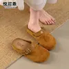 Couro Genuíno Solado Grosso Calce Fácil Bico Fechado Meia-Calça para Mulheres Sapatos Preguiçosos para Exterior 2026 Novo Outono Retro Sapatos Birkenstock