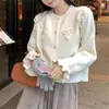 Cárdigan de Punto con Lazo Tridimensional Estilo Dulce Suave Estilo Coreano para Mujer Manga Campana Cuello Redondo Abrigo Suéter Top Corto