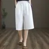 Pantalones cortos finos para mujer de mezcla de algodón y lino, adecuados para usar como ropa exterior, nueva colección verano 2025, ropa para mujer de talla grande, pantalones anchos cropped