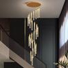 Candelabro de Escalera Giratoria Iluminación Moderna de Lujo para Apartamento tipo Loft, Villa, Sala de Estar, Lámpara de Cristal, Candelabro Largo para Dúplex