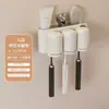 Dispensador de pasta de dientes blanco crema montado en la pared, Juego de vasos para cepillos de dientes colgantes sin perforaciones para baño
