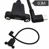 Cable USB 2.0 Tipo-C de 6 Pines Macho a Hembra en Ángulo de 90 Grados con Soporte de Fijación con Tornillo y Orejas para Dispositivos Digitales y Teléfonos Móviles