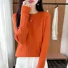 Novo Suéter de Malha Trançada com Gola Redonda Outono/Inverno para Mulheres 2026, Pulôver de Cor Sólida, Camisa Base Elegante de Manga Longa Solta