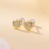 Pendientes de botón redondos con diamantes completos de plata de ley S925 Yuebao Jewelry, Frescos y Únicos, Lujo Ligero, Versátiles, Estilo para el día a día, Pendientes Elegantes al por Mayor