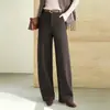 Calça de Lã Elegante e Moderna com Perna Curva para Mulheres 2026 Outono Novo Cintura Alta Emagrecedora Calça Longa Simples para o Dia a Dia Calça Casual