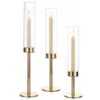 Transfronterizo para Amazon chapado en oro juego de tres piezas candelabro para el hogar decoración de mesa para boda fiesta de cumpleaños