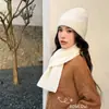 Cachecol Chapéu de Lã 100% Puro da Austrália para Mulheres Inverno Novo Estilo Versátil Espessado Quente Conjunto Casal Versão Coreana