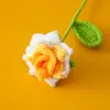 Rosas de Tricô Transfronteiriças para o Dia dos Namorados e Dia das Mães, Flores Artificiais Decorativas de Alta Qualidade, Rosas Pontudas Feitas à Mão em Crochê