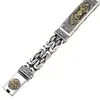 Pulseira Masculina Retro Desgastada Prata Tendência Criativa Personalizada Joia de Mão Pilão de Diamante Padrão de Paz Corrente Venda Direta da Fábrica