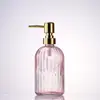 Botella de Lavado de Manos de Rayas Verticales de Alta Calidad, Vidrio Espeso, Botella Dispensadora Multifuncional para Loción y Gel de Ducha, Botella de Vidrio Resistente a la Humedad y al Calor