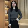 Cárdigan de Punto Retro Estilo Francés para Mujer, Nuevo para Otoño 2026, Versátil de Corte Ajustado, Camisa Base, Top de Manga Larga