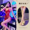Lencería Sexy, Cheongsam Retro de Encaje Transparente, Camisón Sexy con Tirantes de Borde de Pestañas, Disfraz Atrevido y Tentador sin Espalda