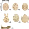 Ovo de Páscoa de Madeira Decoração de Casa Gravação a Laser Material para Pintura DIY Fatia de Madeira Pequeno Pingente de Madeira