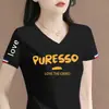 Camiseta básica de cuello en V para mujer de talla grande, camiseta de manga corta, top de manga corta para mujer, excedente de comercio exterior transfronterizo, marca