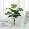 Viajero de hoja plátano palma Areca hoja de tortuga plástico planta verde pequeña con hierba manojo único flor artificial planta en maceta decoración paisajismo