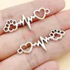 4 Estilos Plata Antigua Nueva Aleación Conector ECG Corazón Pata de Gato Agujero Doble Pulsera DIY Collar Accesorios de Joyería Venta al por Mayor