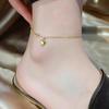 Pulseira de Tornozelo Simples de Aço Titânio com Contas Douradas Quente Transfronteiriça Não Desbota Feminina Leve Luxo Sensação Sofisticada Verão Sorriso Diamante Solitário para Mulheres