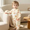 Roupas de Verão para Recém-Nascidos, Macacão Fino Classe A para Bebê, Conjunto de Ar Condicionado de Manga Longa, Macacão de Gaze, Pijama de Verão