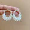 Estilo Pintura al Óleo Jardín de Monet Pendientes de Flor de Amor Perla Pendientes de Temperamento de Moda Lujo Ligero Pendientes de Gama Alta Venta al por Mayor