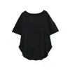 Preguiçoso, Solto, Casual, Roupa de Casa, Top Cover-Up Dança Hot Girl, Camiseta de Manga Curta com Barra Curva de Cor Sólida para Mulheres
