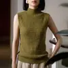 Novo Suéter de Tricô Feminino Outono 2026, Colete Feminino Sem Mangas de Gola Alta Parcial, Camisa Básica Versátil, Colete Feminino