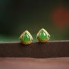 S925 Sterling Silver Banhado a Ouro Inlay Hotan Jasper Brincos Brincos Brincos Simples Moda Requintado Seiko Elegante Vintage