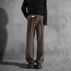 Pantalones Rectos de Cintura Alta Estilo Retro Napolitano K52 Gris Oscuro Pantalones Casuales Traje de Pantalón Hombres