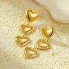 Pendientes de borlas de amor de tres capas de acero inoxidable chapado en oro de 18 quilates con estilo Amazon Explosions. Elegantes pendientes que combinan con todo.