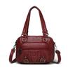 Bolso de Moto de Cuero Genuino Lavado Transfronterizo Bolso Tejido de Cuero con Sonrisa Bolso de Cuero con Remaches Punk para Mujer Bolso Boston de Comercio Exterior