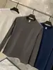 Outono Versátil Simples Básico Camada Base para o Dia a Dia Amiga da Pele Respirável Gola Redonda Manga Longa Camiseta 13139