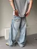Jeans Reto Lavado Estilo Retrô Americano para Homens e Mulheres, Design Casual Solto, Versátil, Valoriza a Silhueta, Calças Wide Leg de Comprimento Total