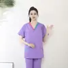 Conjunto de Uniformes para Lavado de Manos para Hombres y Mujeres, Uniformes de Manga Larga y Corta, Uniformes Médicos de Poliéster-Algodón, Ropa de Trabajo Quirúrgica
