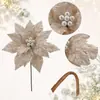 Venta al mayoreo del fabricante: tela de terciopelo, centros de flor de perla, arreglos de flores de pétalos multicapa, nochebuenas artificiales de Navidad
