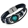 Joyería Popular Transfronteriza Punk Nuevo Estilo 12 Signos del Zodíaco Pulsera de Cuero DIY Multicapa Simple Pulsera de Pareja Accesorios