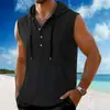 Colete Masculino de Verão Estilo Americano, Solto, Casual, Cor Sólida, com Capuz, Sem Mangas - Amazon Transfronteiriço