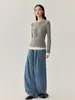 Suéter Personalizado de Outono e Inverno em Lyocell com Contraste Falso de Duas Peças Roupa de Trabalho Camisa Básica Simples com Top de Lã de Ovelha de Cor Pura