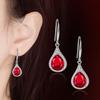 Venta Caliente Moda Gota Gota Color Diamante Aretes Gancho de Oreja Circonita Micro Diamante Rojo Verde Azul Gota Taladro Aretes