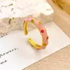 Anillo Venta Caliente Anillo de Trébol con Aceite Goteando Nicho Alta Gama Flor Colorida Anillo para Dedo Índice 2025 Nuevo Venta Caliente Mujer