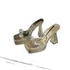 Tacones Altos, Sandalias de Tacón Grueso, Plataforma Impermeable, Zapatillas de Boca de Pez de Suela Gruesa de Gama Alta, Zapatos de Mujer Sexy para Discoteca con Pedrería Muy Altos