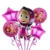 Conjunto de balões Masha e o Urso em forma de desenho animado, decoração de fundo para festa de aniversário infantil, brinquedo, balão de filme de alumínio
