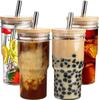 Novo Copo de Água de Vidro Copo de Bambu para Smoothie Vidro Transparente Espessado Copo para Bebida com Canudo Copo de Vidro para Bebida Chá com Leite