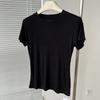 Como Piel de Bebé~Mezcla de Seda Lyocell Aspecto Adelgazante en la Cintura Camiseta de Cuello Redondo Manga Corta para Mujer Verano Delgada Capa Base