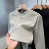Moletom Waffle com Gola Pêssego para Homens, Nova Camiseta Casual de Manga Longa Outono/Inverno 2026 para Homens Jovens e de Meia-Idade, Camada Base de Cor Sólida